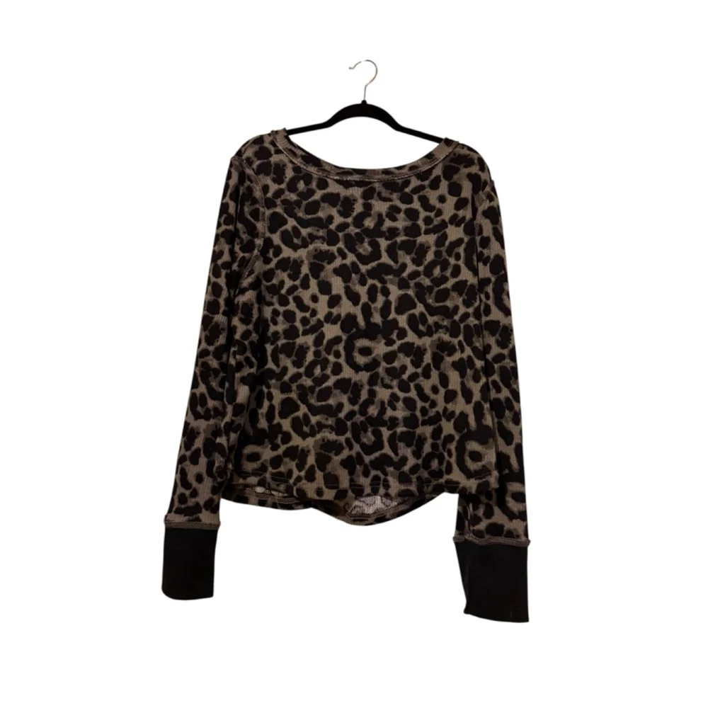 Women's SHEIN Plus Long Sleeve Thermal 2X Brown Black Leopard Print - Picture 2 of 4